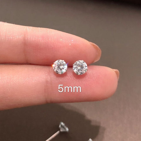 Fashion Cute Tiny Clear Crystal CZ Stud Earrings