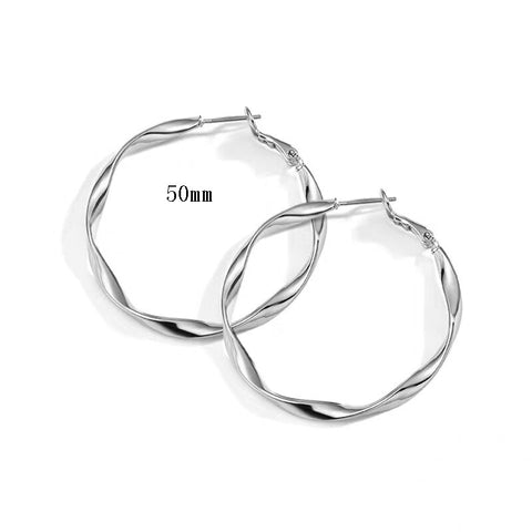 2 Pc New Stainless Steel Hoop Earrings Big Gold Circle Twist Earrings for Women Non Tarnish Accessories Jewelry Girl Party Gift