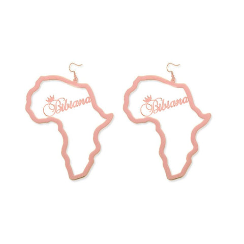 Stainless Steel Customized African Map Earring For Women Gold Color Punk Fashion Earrings Jewelry Ethnic Gift