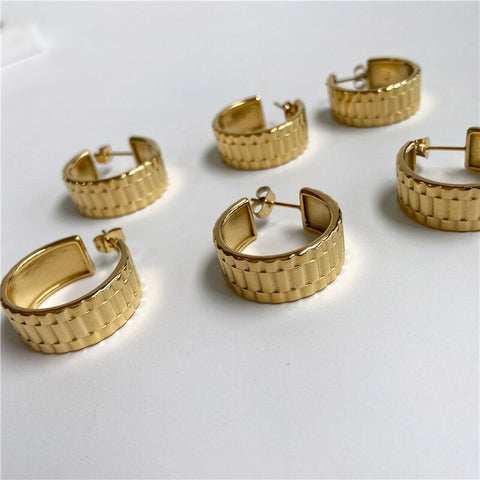 Waterproof & Tarnish Free PVD Stainless Steel Chunky Hoop Earring Stainless Steel Jewelry Wholesale