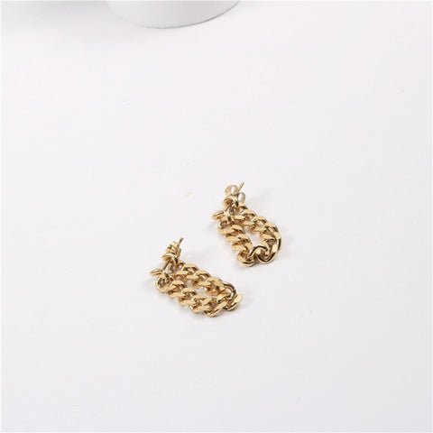 2021 High End PVD Plated Double Chain Earring 2021 Tarnish Free Stainless Steel Jewelry