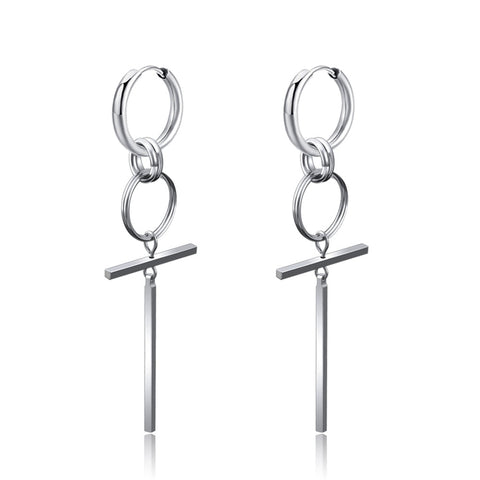 New Punk Stainless Steel Chain Hoop Earrings