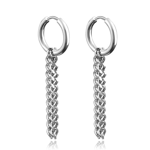 New Punk Stainless Steel Chain Hoop Earrings