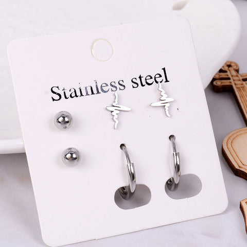 Stainless Steel Earrings Small Cute Butterfly Star Moon Heart Stud Earrings Set Punk Piercing Earing Women&#39;s Minimalist Jewelry