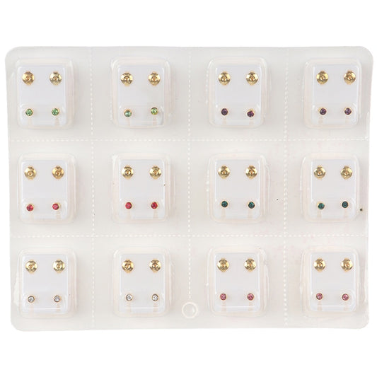 24pcs=12Pairs Surgical Steel Ear Studs Earrings Set Medical Earrings Piercing Tool Kits Women Jewelry Piercing Stud Earring