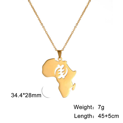 MyShape African Map Pendant Necklaces For Women Men Gold Color South Africa Stainless Steel Necklace Choker African Jewelry Gift