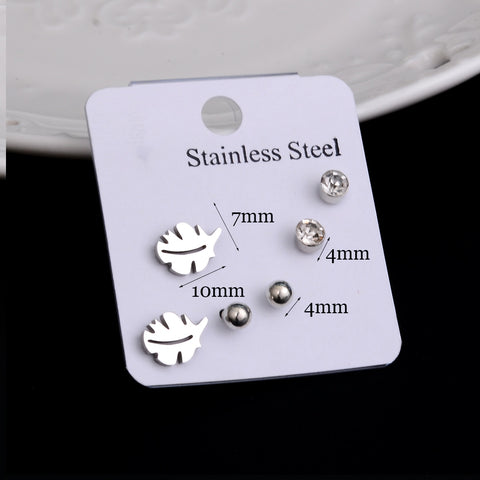 Stainless Steel Earrings Small Cute Butterfly Star Moon Heart Stud Earrings Set Punk Piercing Earing Women&#39;s Minimalist Jewelry