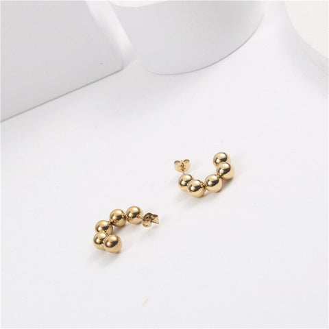 Joolim High Quality PVD Gold Finish Beads String Stainless Steel Hoop Earring Tarnish Free Gold Jewelry