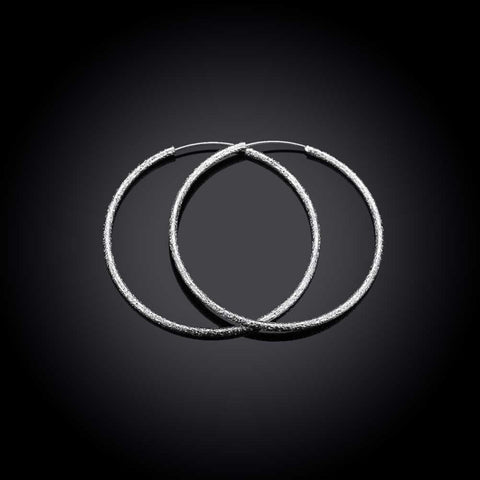 Free Shipping 925 Sterling Silver Simple Scrub 3.5cm/5.0cm Hoop Earrings for Women Trendy Jewelry Earrings