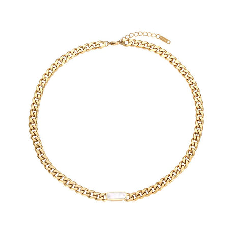 2021 Stainless Steel Gold Plated Waterwave  Punk Metal Chain Waterproof Tarnish Free Bracelet Necklace For Women And Men