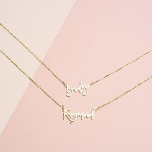 Personality Woman Necklace Name Custom Necklace Golden Cursive Letter Necklace Couple Stainless Steel Pendant Romantic Gift BFF