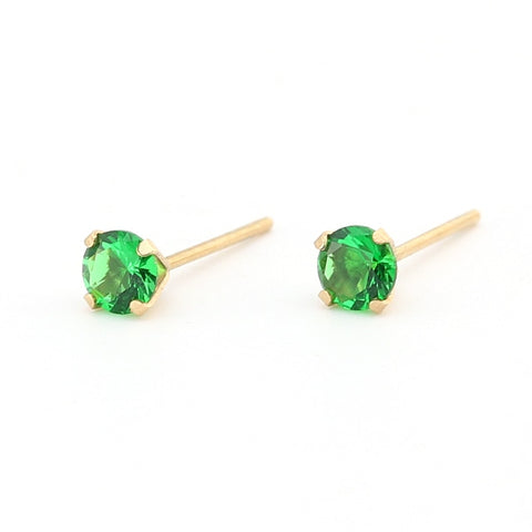 Women Green color Zircon Small Hoop Earrings