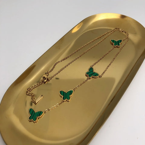 YBWL Green Butterfly Necklace For Women Animal Jewelry Waterproof Stainless Steel Gold Colour Pendant Jewelry Brand Tarnish Free