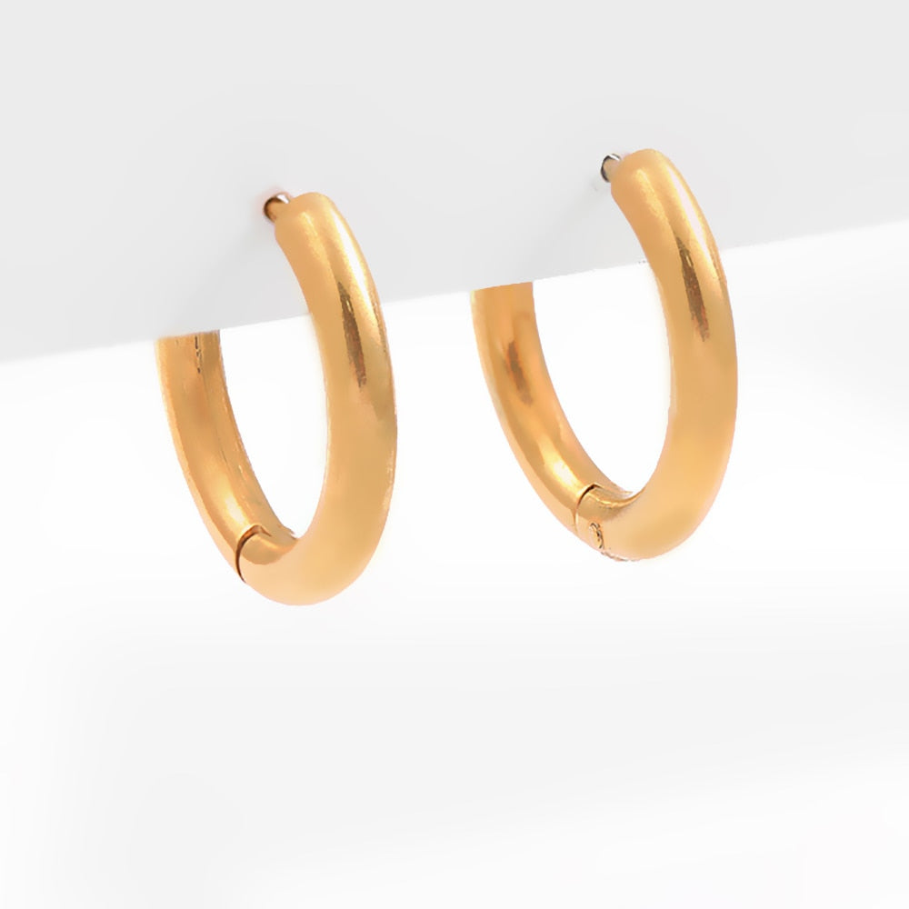 Gold Silver Color Stainless Steel Hoop Earrings