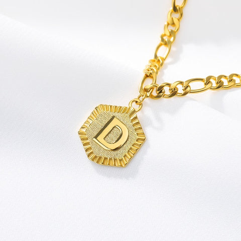 Dainty A-Z letter Anklet Hexagon Shaped Initial Ankle Bracelet Stainless Steel Feet Jewelry Gold Color Leg Chain Women Gifts