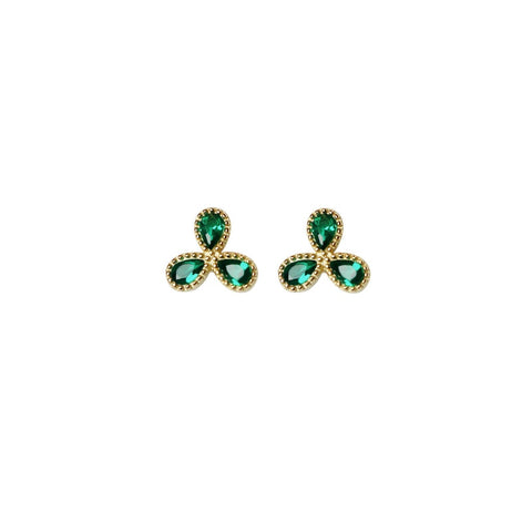 Women Green color Zircon Small Hoop Earrings