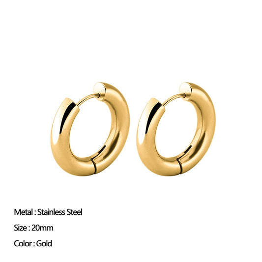 Women Trendy Gold Color Small Large Circle Hoop Earrings