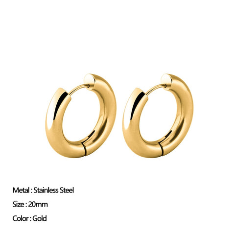 Women Trendy Gold Color Small Large Circle Hoop Earrings