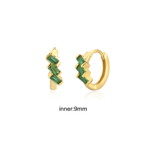 Women Green color Zircon Small Hoop Earrings