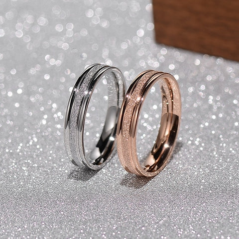 Rose Gold Stainless Steel Frosted Curved Large Size Ring