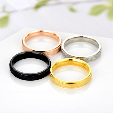 Rose Gold Stainless Steel Frosted Curved Large Size Ring