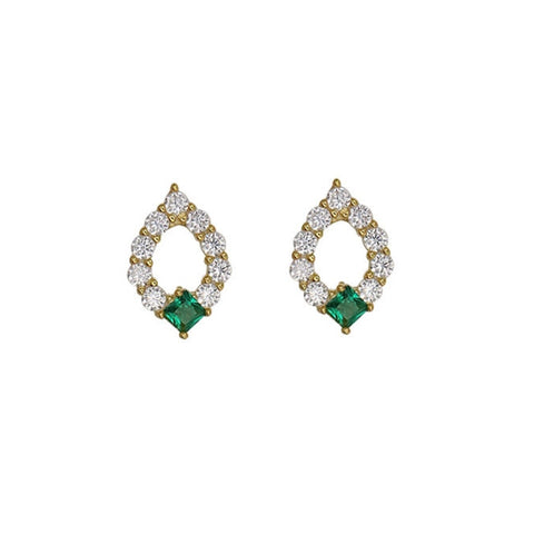 Women Green color Zircon Small Hoop Earrings