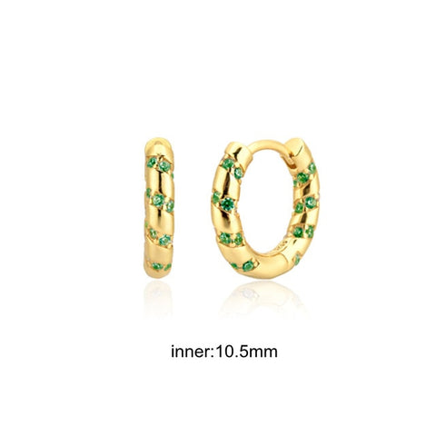 Women Green color Zircon Small Hoop Earrings