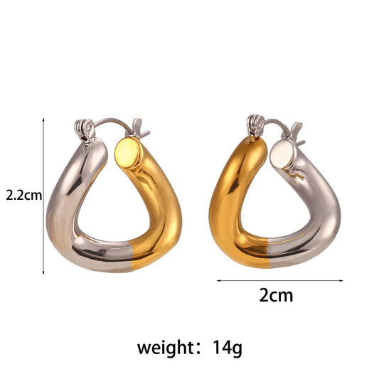 2022 New Bold U Shape Geometric Chunky Wave Stainless Steel Earrings For Women Tarnish Free 18K Gold Plated  Hoop Earrings