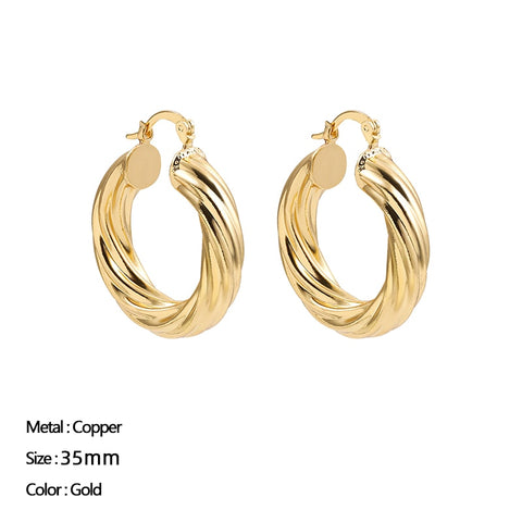 Women Trendy Gold Color Small Large Circle Hoop Earrings