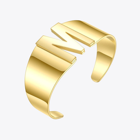 ENFASHION Initial Letter Bangles For Women Hollow Alphabet Open Bracelets Stainless Steel Gold Color Fashion Jewelry Gifts B2163