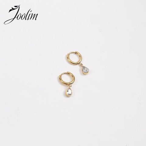 Non Tarnish & Waterproof Fashion Drop Eye Zircon Can Open Earring Trend 2022 For Women Stainless Steel Jewelry Wholesale