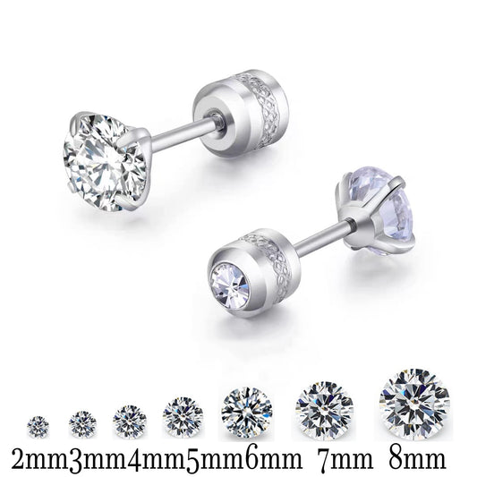 Women Crystal Screw Titanium Steel Earrings