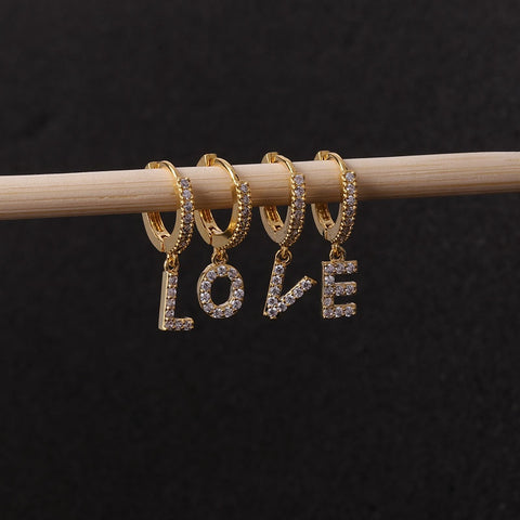 1Piece Single Letter Earrings for Women Earrings Jewelry 2022 Round Ears Cuffs Stainless Steel Hanging Earrings for Mother Day