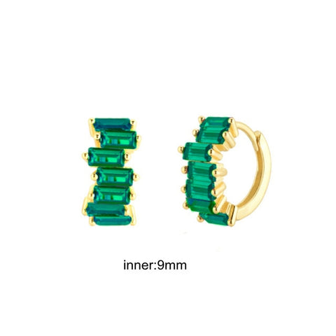 Women Green color Zircon Small Hoop Earrings