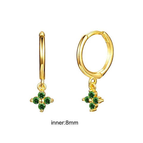 Women Green color Zircon Small Hoop Earrings