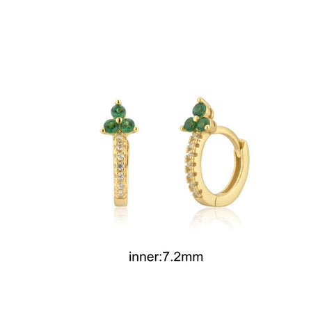 Women Green color Zircon Small Hoop Earrings