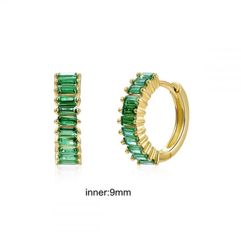 Women Green color Zircon Small Hoop Earrings