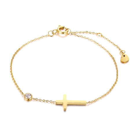 Women Ultra Thin Chain Link Cross Bracelet