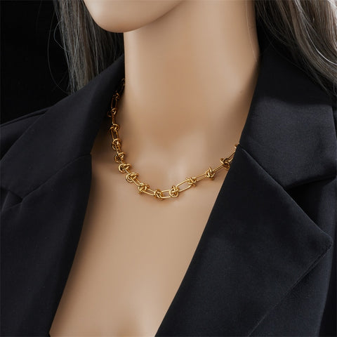 MEYRROYU 316L Stainless Steel Chains Statement Necklaces For Women Golden Texture Collar Accessories New бижутерия для женщин