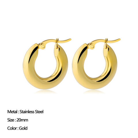 Women Trendy Gold Color Small Large Circle Hoop Earrings