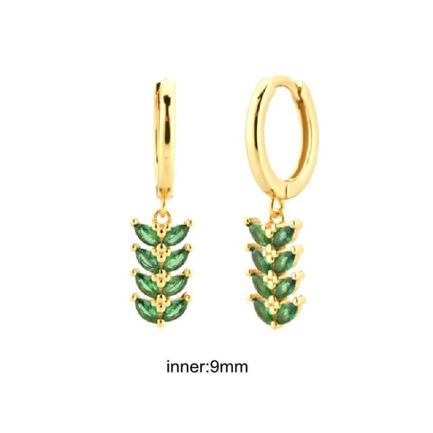 Women Green color Zircon Small Hoop Earrings