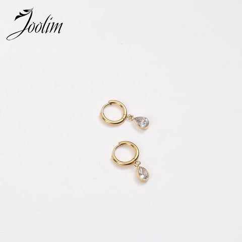 Non Tarnish & Waterproof Fashion Drop Eye Zircon Can Open Earring Trend 2022 For Women Stainless Steel Jewelry Wholesale