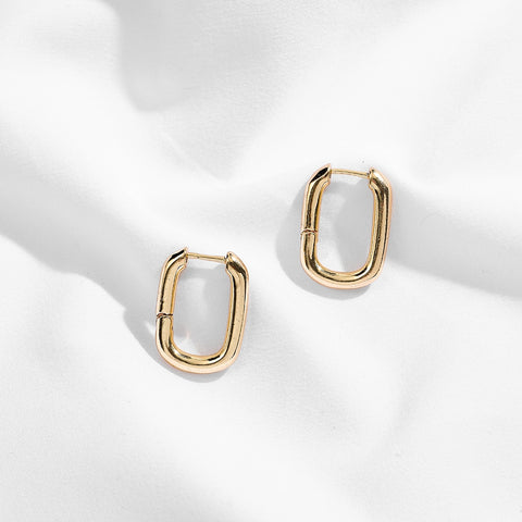 Gold Silver Color Stainless Steel Hoop Earrings