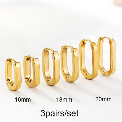 Gold Silver Color Stainless Steel Hoop Earrings