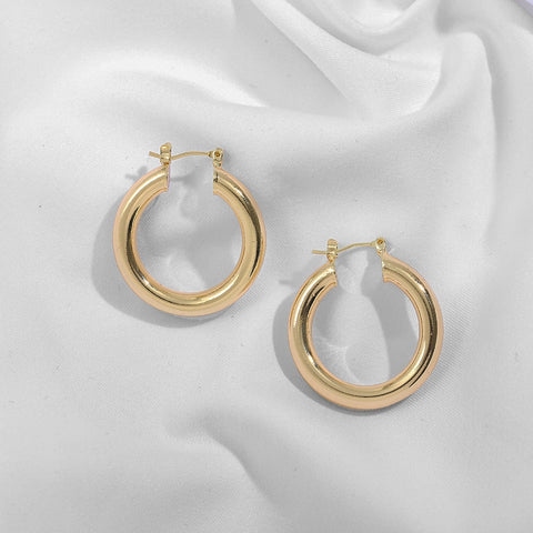 Gold Silver Color Stainless Steel Hoop Earrings