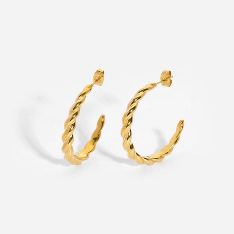 2022 New 316L Stainless Steel Thin Croissant Dome Hoops For Women Girl IP 18K Gold Cross Big Hoop Earring Tarnish Free Jewelry