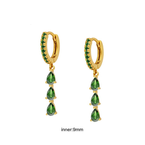 Women Green color Zircon Small Hoop Earrings