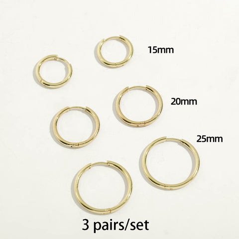 Gold Silver Color Stainless Steel Hoop Earrings