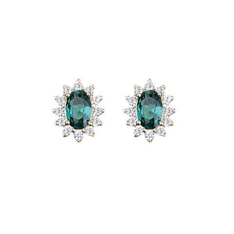 Women Green color Zircon Small Hoop Earrings