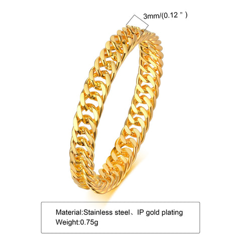 6mm Thick Chunky Chain Ring Cuban Curb Link Stainless Steel Stylish Ring for Women Girls